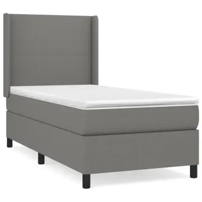 vidaXL Box spring postelja z vzmetnico temno siva 90x200 cm blago