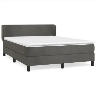 vidaXL Box spring postelja z vzmetnico temno siva 140x200 cm žamet