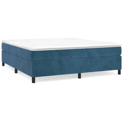 vidaXL Box spring postelja z vzmetnico temno modra 160x200 cm žamet