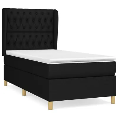 vidaXL Box spring postelja z vzmetnico črn 90x190 cm blago