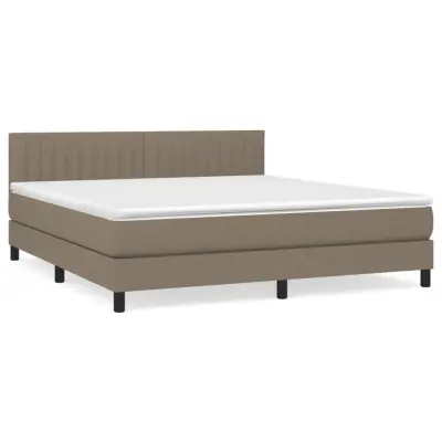 vidaXL Box spring postelja z vzmetnico taupe 180x200 cm blago