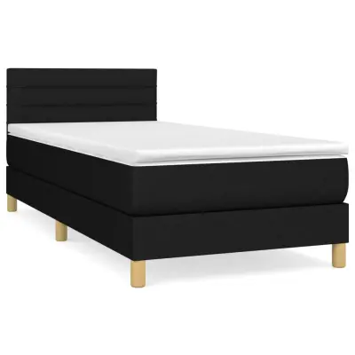 vidaXL Box spring postelja z vzmetnico črna 100x200 cm blago
