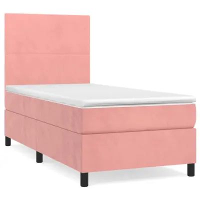vidaXL Box spring postelja z vzmetnico roza 100x200 cm žamet