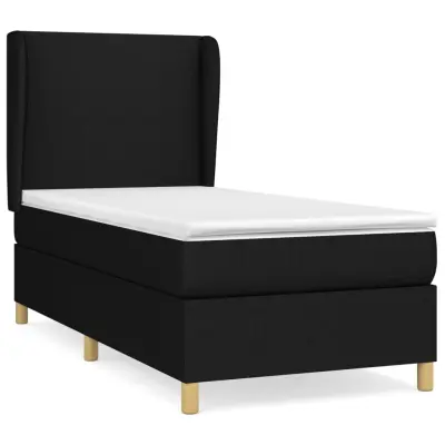 vidaXL Box spring postelja z vzmetnico črn 90x190 cm blago
