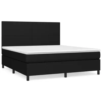 vidaXL Box spring postelja z vzmetnico črna 180x200 cm blago