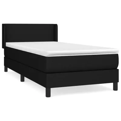 vidaXL Box spring postelja z vzmetnico črna 90x200 cm blago