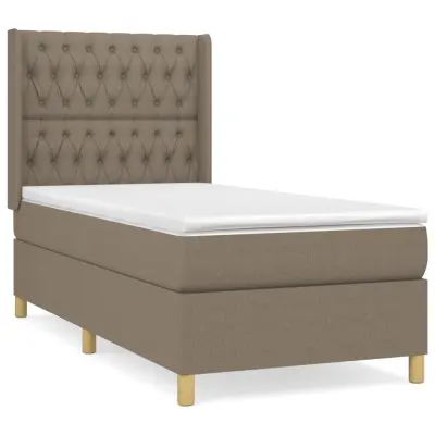 vidaXL Box spring postelja z vzmetnico taupe 90x190 cm blago