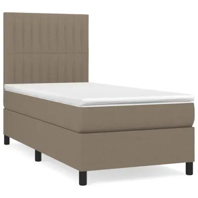 vidaXL Box spring postelja z vzmetnico taupe 90x200 cm blago