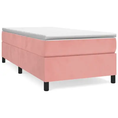 vidaXL Box spring postelja z vzmetnico roza 90x190 cm žamet