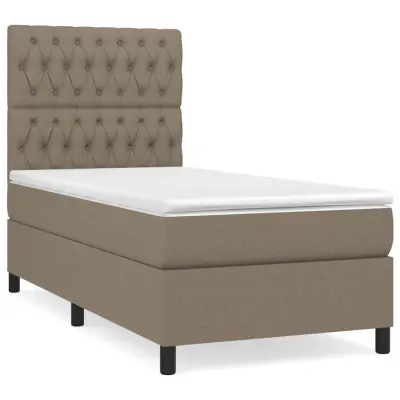 vidaXL Box spring postelja z vzmetnico taupe 90x200 cm blago