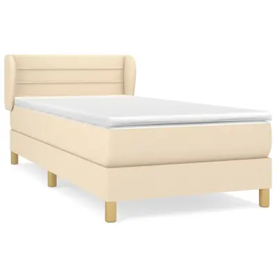 vidaXL Box spring postelja z vzmetnico krem 100x200 cm blago