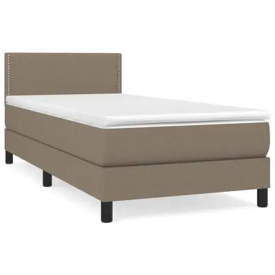 vidaXL Box spring postelja z vzmetnico taupe 90x190 cm blago