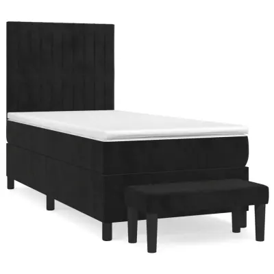 vidaXL Box spring postelja z vzmetnico črna 80x200 cm žamet
