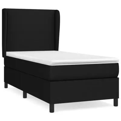 vidaXL Box spring postelja z vzmetnico črna 100x200 cm blago