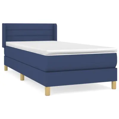 vidaXL Box spring postelja z vzmetnico modra 80x200 cm blago