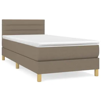 vidaXL Box spring postelja z vzmetnico taupe 90x200 cm blago