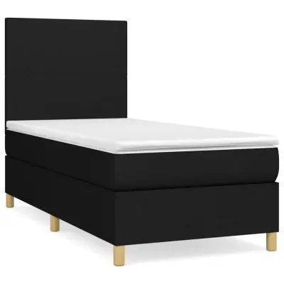 vidaXL Box spring postelja z vzmetnico črn 90x190 cm blago