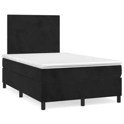 vidaXL Box spring postelja z vzmetnico črna 120x200 cm žamet