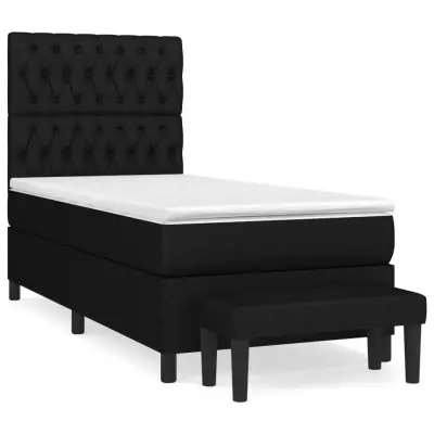 vidaXL Box spring postelja z vzmetnico črna 100x200 cm blago