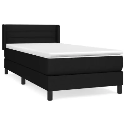vidaXL Box spring postelja z vzmetnico črna 100x200 cm blago
