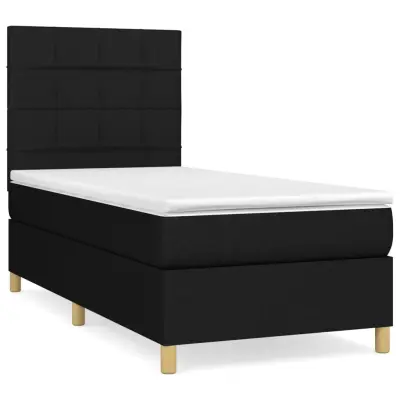 vidaXL Box spring postelja z vzmetnico črna 80x200 cm blago