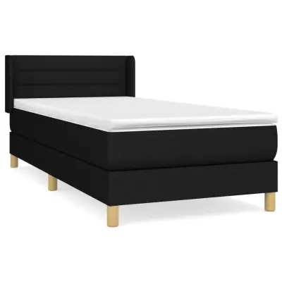 vidaXL Box spring postelja z vzmetnico črna 100x200 cm blago