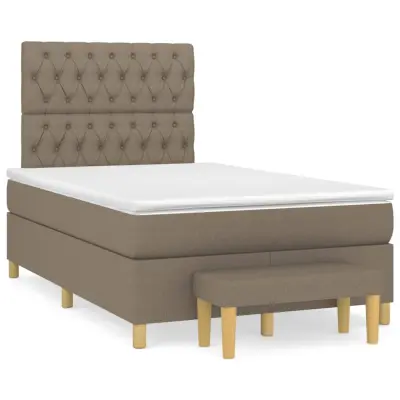 vidaXL Box spring postelja z vzmetnico taupe 120x200 cm blago