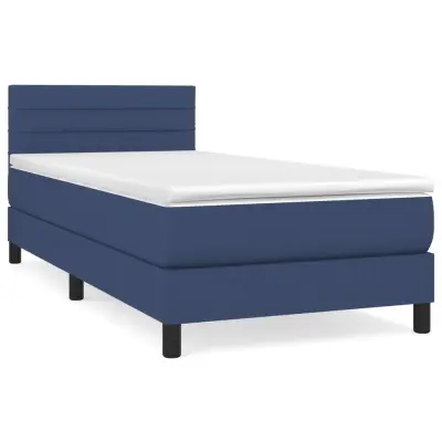 vidaXL Box spring postelja z vzmetnico moder 80x200 cm blago