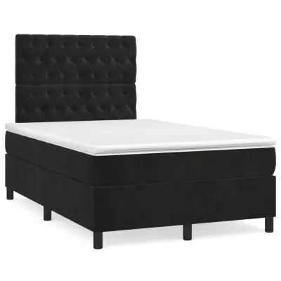 vidaXL Box spring postelja z vzmetnico črna 120x200 cm žamet