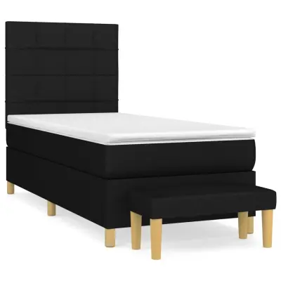 vidaXL Box spring postelja z vzmetnico črn 90x190 cm blago