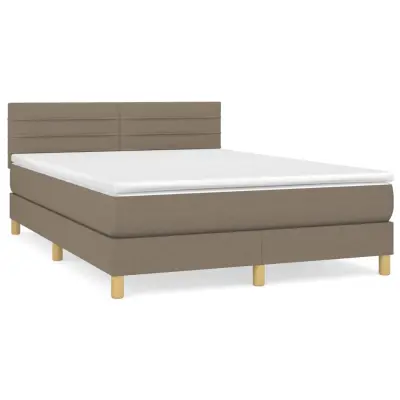 vidaXL Box spring postelja z vzmetnico taupe 140x190 cm blago