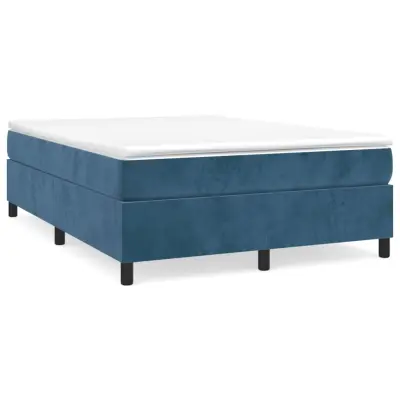 vidaXL Box spring postelja z vzmetnico temno modra 140x190cm žamet