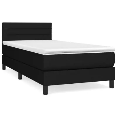vidaXL Box spring postelja z vzmetnico črn 90x190 cm blago