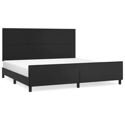 vidaXL Posteljni okvir z vzglavjem črn 200x200 cm umetno usnje
