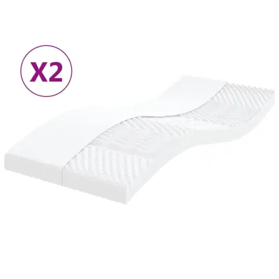 vidaXL Vzmetnica iz pene 2 kosa bela 100x200 cm 7-conska trdota 20 ILD