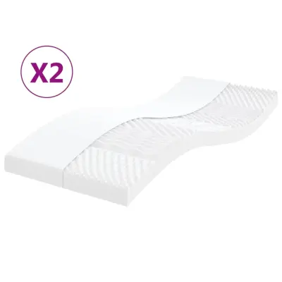 vidaXL Vzmetnica iz pene 2 kosa bela 90x190 cm 7-conska trdota 20 ILD