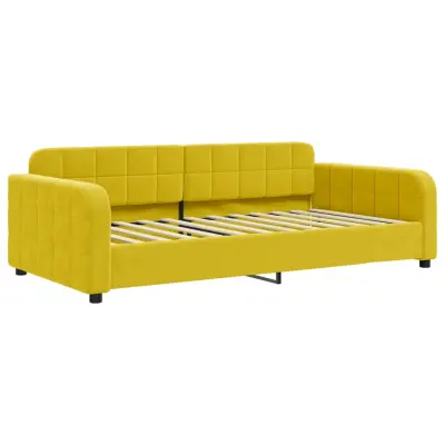 vidaXL Raztegljiva postelja rumena 90x200 cm žamet