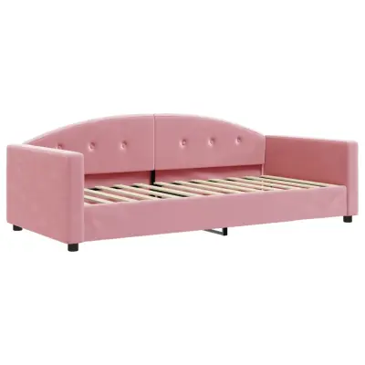 vidaXL Raztegljiva postelja roza 90x200 cm žamet