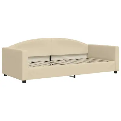 vidaXL Raztegljiva postelja krem 90x200 cm blago