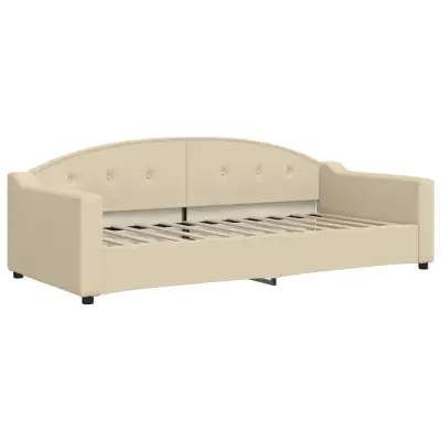 vidaXL Raztegljiva postelja krem 90x200 cm blago