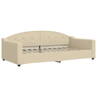 vidaXL Raztegljiva postelja krem 100x200 cm blago