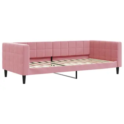 vidaXL Raztegljiva postelja roza 90x200 cm žamet
