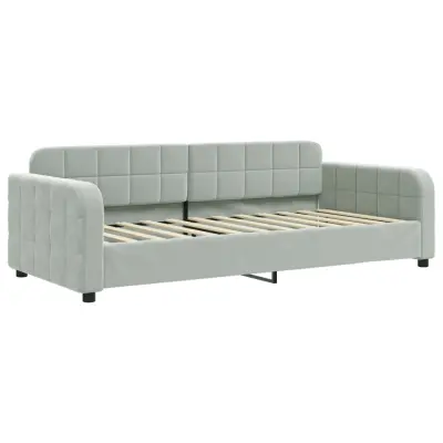 vidaXL Raztegljiva postelja svetlo siva 90x200 cm žamet