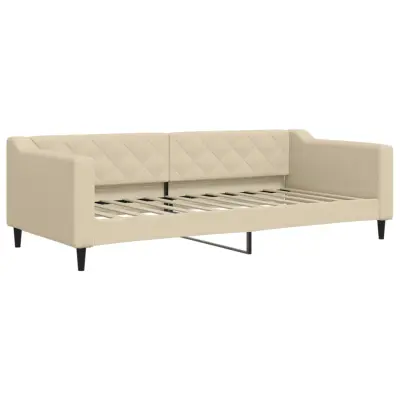 vidaXL Raztegljiva postelja krem 90x200 cm blago