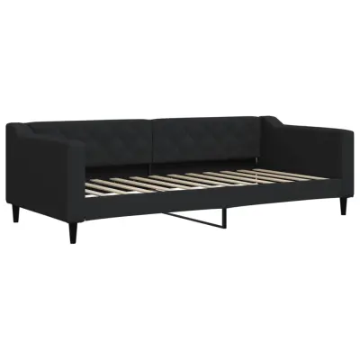 vidaXL Raztegljiva postelja črna 90x200 cm blago