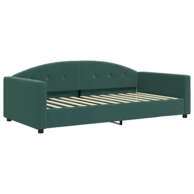 vidaXL Raztegljiva postelja temno zelena 100x200 cm žamet