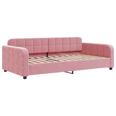 vidaXL Raztegljiva postelja roza 100x200 cm žamet