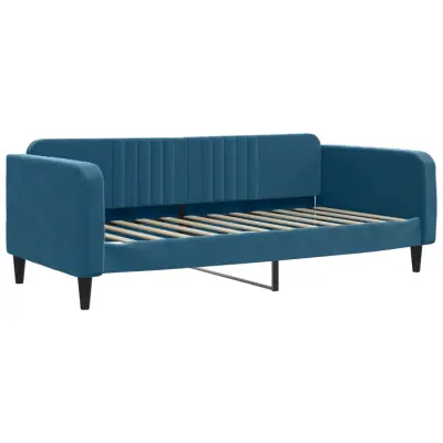 vidaXL Raztegljiva postelja modra 90x200 cm žamet