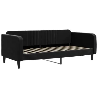 vidaXL Raztegljiva postelja črna 90x200 cm žamet
