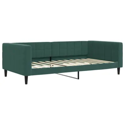 vidaXL Raztegljiva postelja temno zelena 100x200 cm žamet